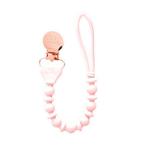 Itzy Ritzy Silicone Pacifier Clip 100% Food Grade Silicone Pacifier Strap with Clip Keeps Pacifiers, Teethers & Small Toys in Place Features One-Piece Design & Silicone Cord (Pink)