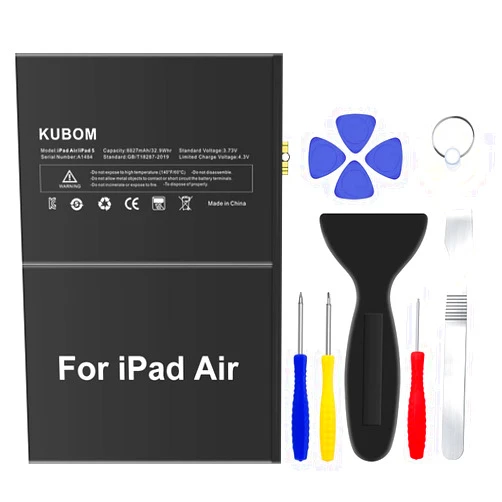KUBOM Replacement Battery for iPad Air or iPad 5th 6th 7th, Full 8827mAh 0 Cycle Battery - Include Complete Repair Tool Kits [A1474，A1475，A1476，A1822，A1823，A1893,A1954 A2197 A2198 A2200]