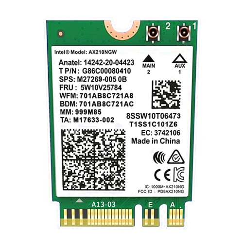 Cinolink AX210NGW WiFi Card,WiFi 6E M.2 Laptop Wireless Card,Bluetooth 5.3 5400Mbps Tri-Band Wireless Module Internal Network Adapter for Laptop,Ultra-Low Latency,Support Windows 10/11