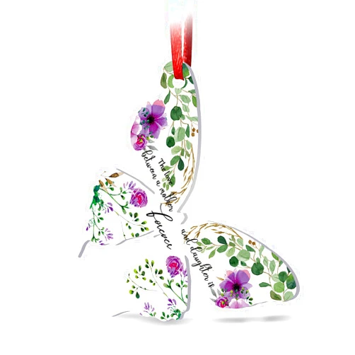 Jetec The Love Between Mother and Daughter Is Forever Ornament Butterfly Shape Ornament Acrylic Christmas Tree Ornament Flower Mother's Day Present for Mother's Birthday(Mother and Daughter)