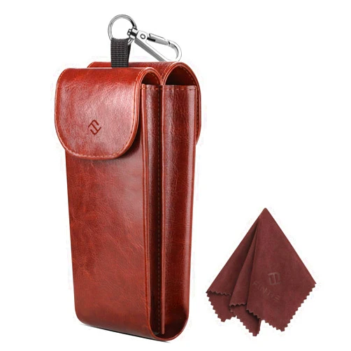 Fintie Double Glasses Case with Carabiner Hook, Portable Vegan Leather Eyeglass Case Anti-scratch Sunglasses Pouch