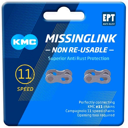 KMC Unisex's 11 Speed EPT MissingLink Joining Link, Dark Silver, 2 Pairs