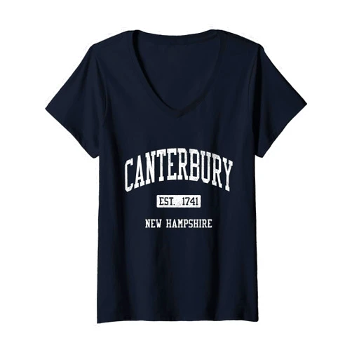 Jim Shorts - Canterbury New Hampshire T-shirts & T Womens Canterbury New Hampshire NH JS04 Vintage Athletic Sports V-Neck T-Shirt