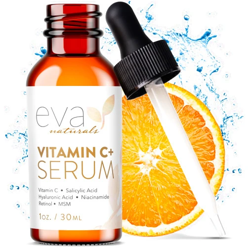 Eva Naturals Vitamin C Face Serum With Hyaluronic Acid - Anti Aging Serum - Reduce Dark Spots, Acne & Wrinkles - Retinol, Niacinamide & Salicylic Acid, Brightening Skin Serum for Glowing Skin