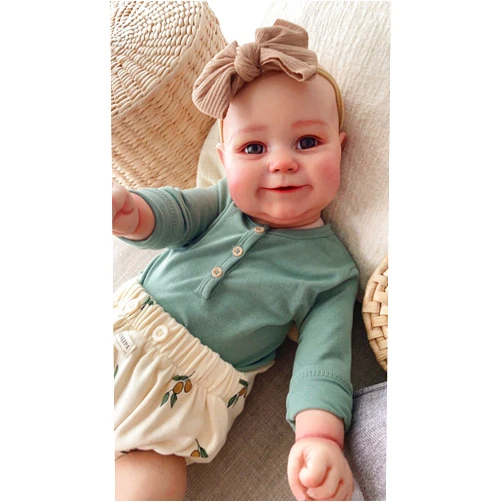 Angelbaby Big Reborn Toddler Baby Doll Girl, 24inch Realistic Look Soft Silicone Newborn Dolls Lifelike Happy Bebe without Hair Weighted Cuddy Toys for Kids Gifts