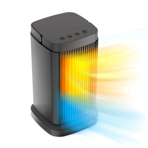 FRIENGOOD Space Heater and Desktop Cooling Fan Combo,Heater 1000W/1500W for Winter Use, Fan for Spring, Summer and Fall use, Dual Fan Blowing Silent for Office, Study, Desktop, Bedroom,and Other Uses.-Black