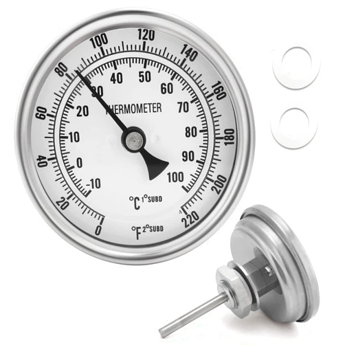 Hilangsan NPT 1/2 Brewing Dial Thermometer Stainless Steel Thermometer for Homebrew Kettle Thermometer Weldless Pot Thermometer 3