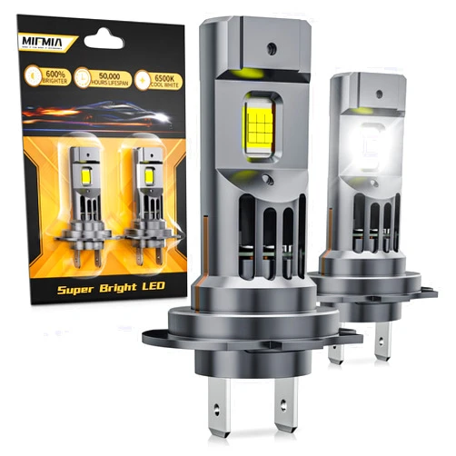 MIFMIA H7 LED Bulb, 34000LM 1:1 Size Super Bright 18 CSP Chips, Standard H7 Bulbs, No Adapter Required, Non-Polarity with Fan Fog Lights 6500K Cool White, IP68 Waterproof, Pack of 2