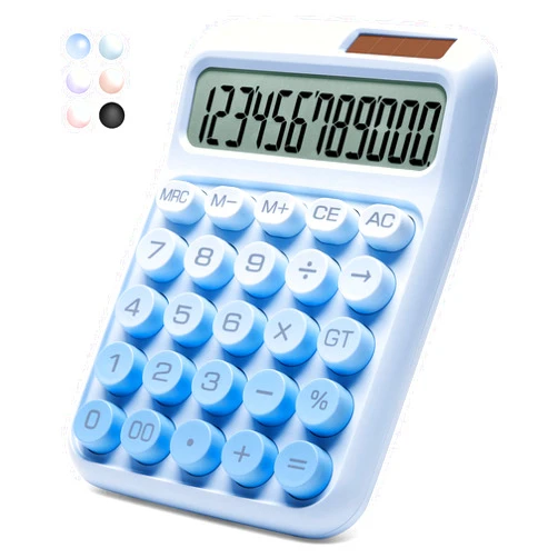 NGIFERA Desk Calculator,12 Digits, Large LCD Display,Big Buttons,Solar and Battery Dual Power Desktop Calculators,Cute and Aesthetic (Ombre Blue, M)