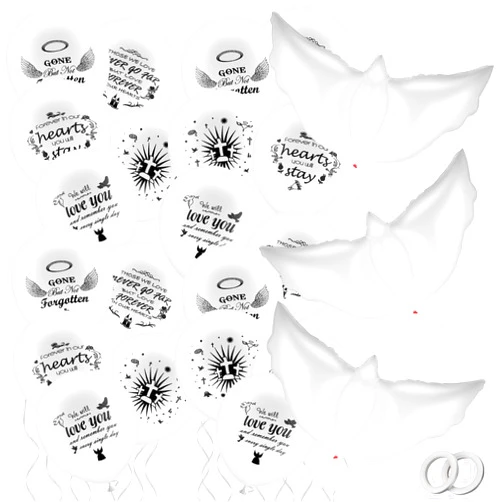 Piriuuo White Dove Memorial Balloons to Release in Sky Set, Funeral Balloons Remembrance Balloons for Condolence Funeral Anniversary, 20 Memorial Balloons & 3 White Dove Balloons