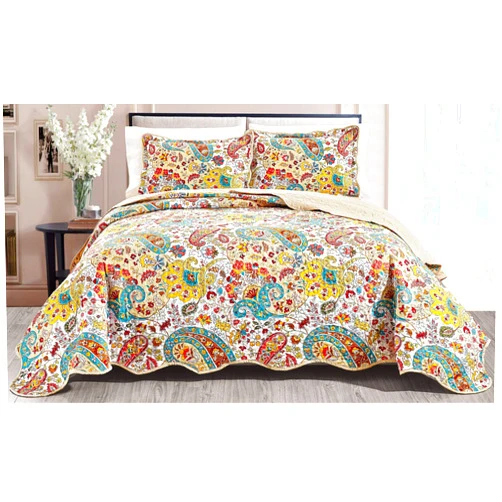 GrandLinen 3-Piece Fine printed Queen Size Quilt Set Oversize (100