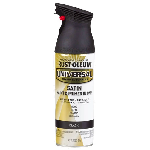 Rust-Oleum 245197-2PK Universal Enamel Spray Paint, 2 Pack, Satin Black, 2 Piece