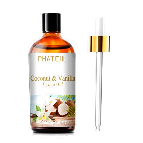 PHATOIL 3.38FL.OZ Coconut & Vanilla Fragrance Oils for Aromatherapy, Essential Oils for Diffusers for Home, Perfect for Diffuser, Yoga, DIY Candle and Soap Making - 100ml