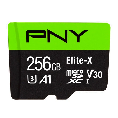 PNY 256GB Elite-X Class 10 U3 V30 microSDXC Flash Memory Card - 100MB/s, Class 10, U3, V30, A1, 4K UHD, Full HD, UHS-I, Micro SD