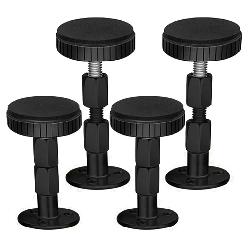 BEDEXUT Adjustable Threaded Headboard Stoppers/Bumper Against Wall, 4 Pack Behind Bed Frame Protector Antishake Tool, Bed Shake Support Stabilizer Device for Anti-Knocking,Banging, Metal (Black 27-90mm)
