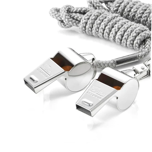 HUTOU Whistle, 2 Packs Stainless Steel Coach Sports Whistle with Lanyard, Loud Crisp Sound Whistle Ideal for Coaches, Referees, and Official