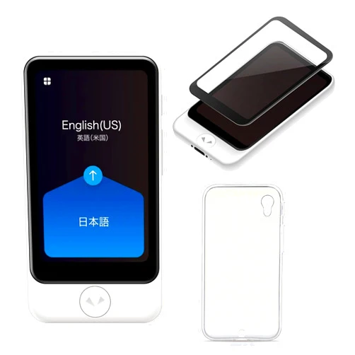 POCKETALK Starter Bundle - Plus Model with Two Voice & Camera 84+ Language Full Translator with Clear Tablet Case and Screen Protector - Extra Large Screen, Long Battery Life, HIPAA Compliant