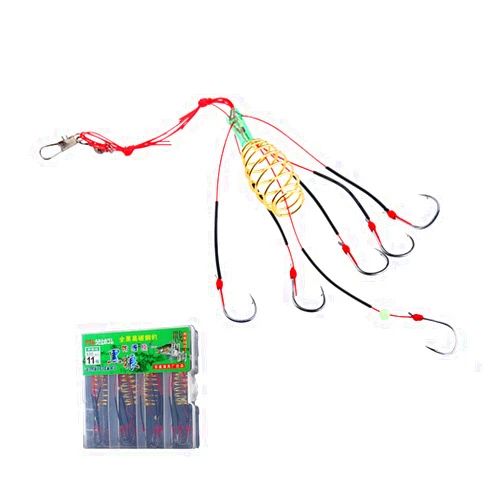 FASPLORE 4 Packs Trap Fishing Hooks Carp Fishing Baits Hook Lure with Fishing Spring Carp Feeder