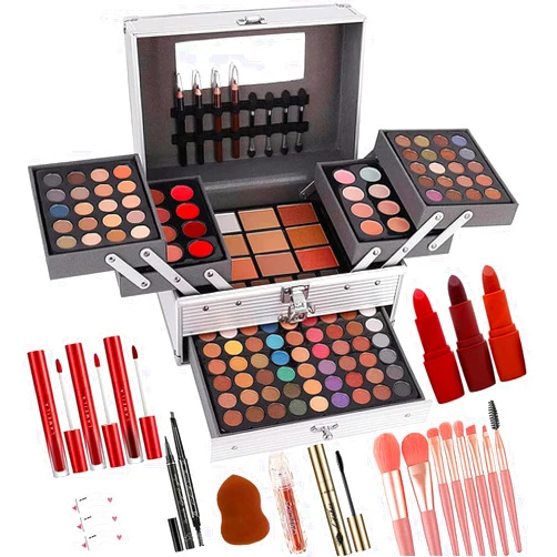 UNIFULL 132 Color All- In- One Makeup For Women Full Kit,Professional Makeup Kit,Makeup Gift Set for Women,Girls&Teens,Include eyeshadow/lipstick/concealer/Lip Gloss/Eyeliner/Mascara（006N2-Silver）