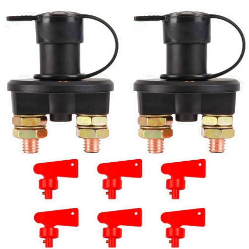 GOGONFLY 2PCS Battery Disconnect Switch, 12V 24V Battery Isolator Cut Off Power Kill Switch for Marine Car Boat RV ATV Auto Truck Vehicle, On Off Battery Master Switch with Waterproof Key and Cover