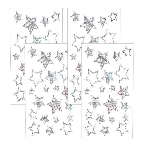 GLSOWEE 4 Sheets Crystal Rhinestone Star Sticker Decals, Self Adhesive Glitter Bling Star Sticker Window Clings, Car Body Decal Kit for Christmas Decal Holiday Decor Car Accessories