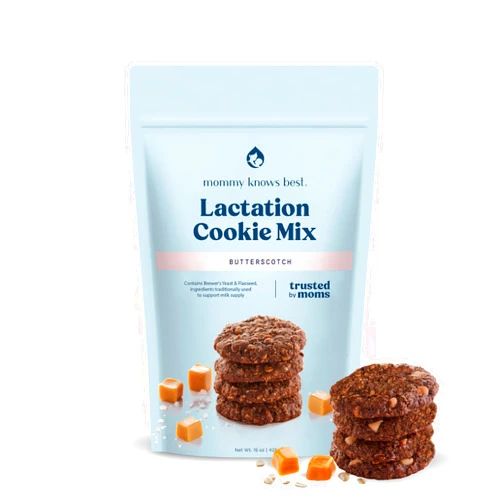 Mommy Knows Best Lactation Cookies Mix - Oatmeal Breastfeeding Cookie Supplement Support for Breast Milk Supply Increase with Flax Seed and Brewers Yeast (Butterscotch) 15oz