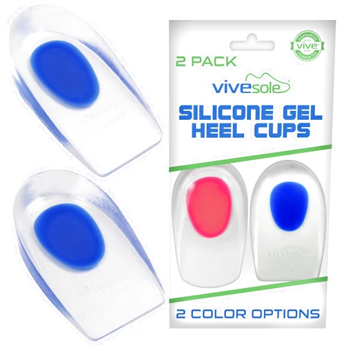 VIVEsole Gel Heel Cups for Pain, Plantar Fasciitis (Pair) - Silicone Insert Pads for Relief, Heel Spurs, Shoes, Achilles Treatment - Foot Comfort Support Protectors for Women, Men