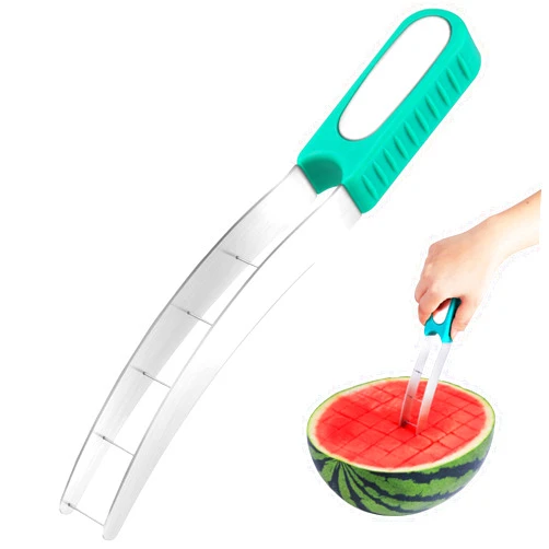 YIDADA Watermelon Cube Cutter Summer Watermelon Cutter Slicer Stainless Steel Watermelon Fruit Cutter Fun Watermelon Cutting Tool Kitchen Gadgets for Family Parties Camping