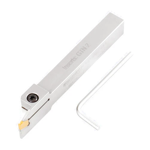 Accusize Industrial Tools 1/2'' Shank Heavy Duty Indexable Grooving/Cut-Off Holder, Nickel Plated, with a Gtn-2 Tin Coated Carbide Insert, 2415-5024