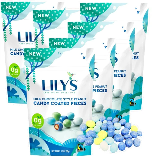 MASHBOX LILY’S Chocolate Candy Coated Pieces 3.5oz Bag 6 Pack - (Milk Chocolate Peanut)