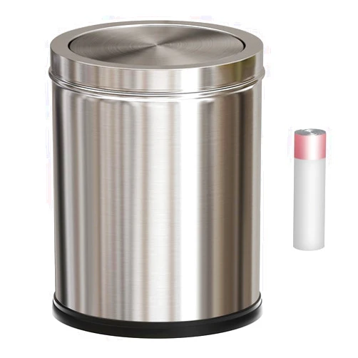 YOJIA 4Gallon Stainless Steel Waste Bin,Small Metal Garbage can with Shake Lid,Paper Backet with Flipping Lid, Trash Can for Kitchen,Bathroom,Living Room (Silver)