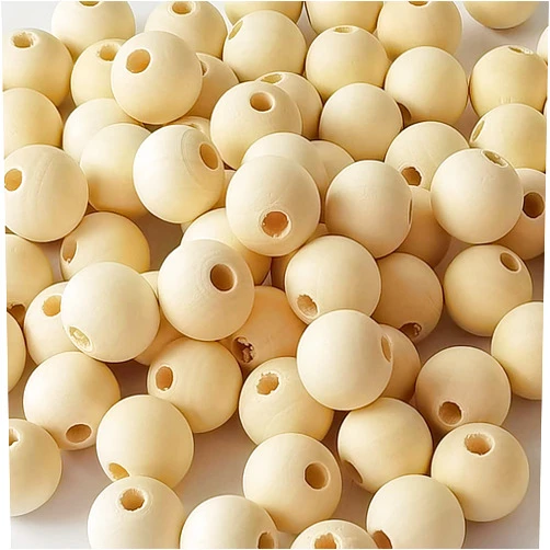 WLIANG 100 Pcs 25mm Natural Wooden Beads, 1 Inch Unfinished Wood Spacer Beads Round Balls for DIY Crafting Making, Garland Farmhouse Home Decoration