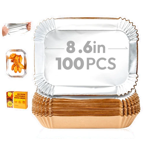 Katbite 100pcs Rectangle Air Fryer Liners for Greasy Foods,Fast-Heating,8.6x5.5