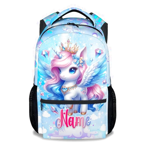 COOPASIA Personalized Backpack for Girls - Unicorn Backpack for Kids - Custom Name Bookbag School Supplies - 17 Inch Cute School Bag for Primary Kindergarten