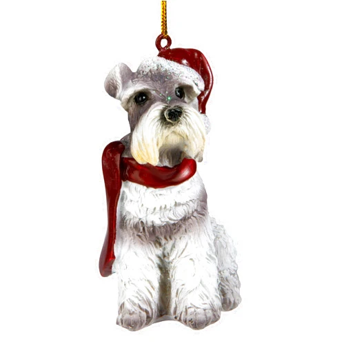 Design Toscano Mini Schnauzer Holiday Dog Ornament Sculpture