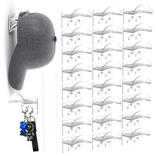 Heynew Adhesive Hat Hooks for Wall - Hat Rack for Baseball Caps，Cowboy Hat Hanger Cap Holder Organizer for Room, Closet & Storage Organizer