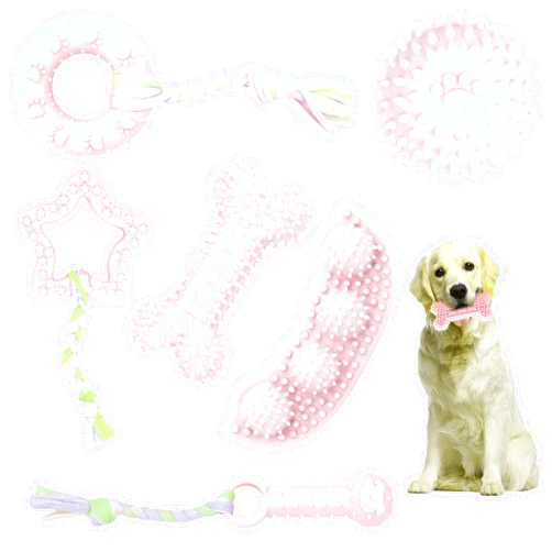 Petbuy 6 Pack Pet Dog Puppy Chew Toys for Teething Small Dogs,Soft Natural Rubber Pink Interactive Dog Puppy Toys Fun Cleaning Squeaky,Funny Dog Chew Toys for Small Medium Breed