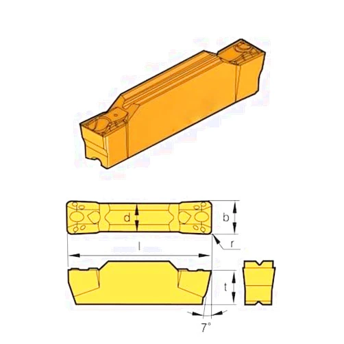 HHIP 6024-4002 N123E2-0260-0008-BGF Grade BPS253-CVD Cut-Off and Grooving Insert, 2.6 mm Cutting Width, 20.70 mm OAL