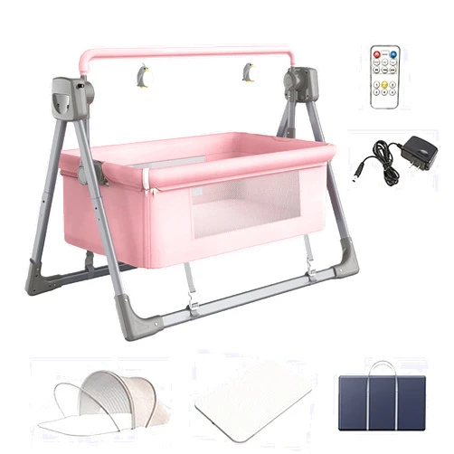 SOLDAX Rocking Chair Electric Cradle Baby Swing Bed,Electric Swing,baby Rocker,Adjustable Bedside Cribs,Automatic Recliner Crib Basket, Safe Bed,Best Bed For Infant Newborn Unisex, Pink