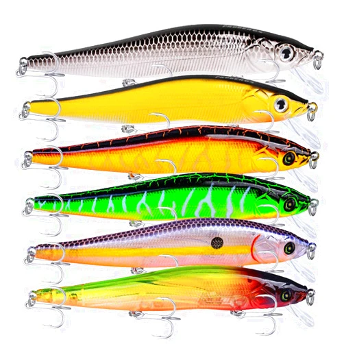 PROBEROS Minnow Bass Fishing Lures - Jerkbait Sinking Lure Set Hard Baits Crankbait for Trout Catfish Musky Bluegill Fishing Plug 6Pcs/kit