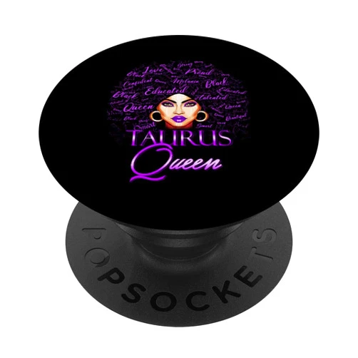 Lush BLM Taurus Girl Womens Purple Queen Black Zodiac Birthday Woman PopSockets Swappable PopGrip