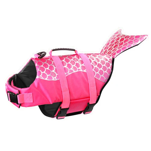 Dogcheer Dog Life Jacket, Cute Mermaid Dog Life Vest for Swimming Boating with Superior Buoyancy and Rescue Handle, Adjustable Puppy Swim Vest Pet Floating Vest for Small Medium Large Dogs - Pink, S