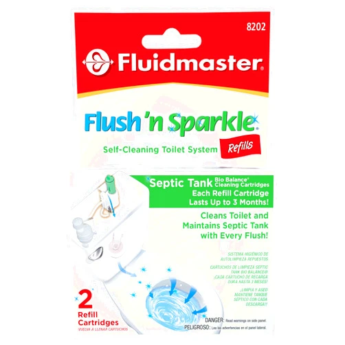 Fluidmaster 8202P8 Flush 'n Sparkle Automatic Toilet Bowl Cleaning System Refills, BioBalance Septic 2-Pack