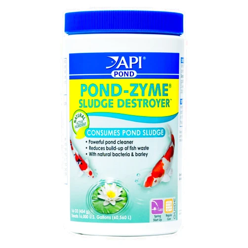 API POND-ZYME SLUDGE DESTROYER Pond Cleaner With Natural Pond Bacteria And Barley, 1-Pound Container