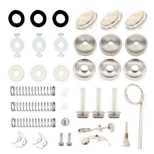 CashBeat Trumpet Repair Kit, Silver Trumpet Valve Cap Buttons, Piston Spring, Valve Spring Screw Parts, Essential Replacement Parts for Wind Instruments