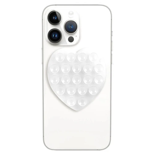 Mijafaron Suction Phone Case Mount, Silicon Adhesive Phone Accessory for iPhone and Android, Hands-Free Fidget Toy Mirror Shower Phone Holder, Tiktok Videos and Selfies(Love Shaped, Transparent)