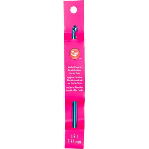 Boye 6218-J 6-Inch Long Aluminum Crochet Hook, 5.75 mm - Pack of 3