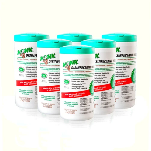 DREUMEX Monk Disinfectant Wipes, Large Lemon Breeze Fresh Scented Disinfectant Wipes , Value Pack Contains 6 Canisters of 80 Count, Perfect for Gyms, Fitness Clubs, Schools, Commercial Facilities
