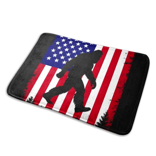 Meaudiwes All Season Entryway Mat Quick Absorb Bathroom Door Mat Fashion Room Decor Rug Sasquatch USA American Flag