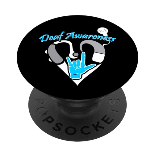 X10 Deaf Awareness Designs Deaf Awareness Hearing Aid ASL Cochlear Implant PopSockets Swappable PopGrip